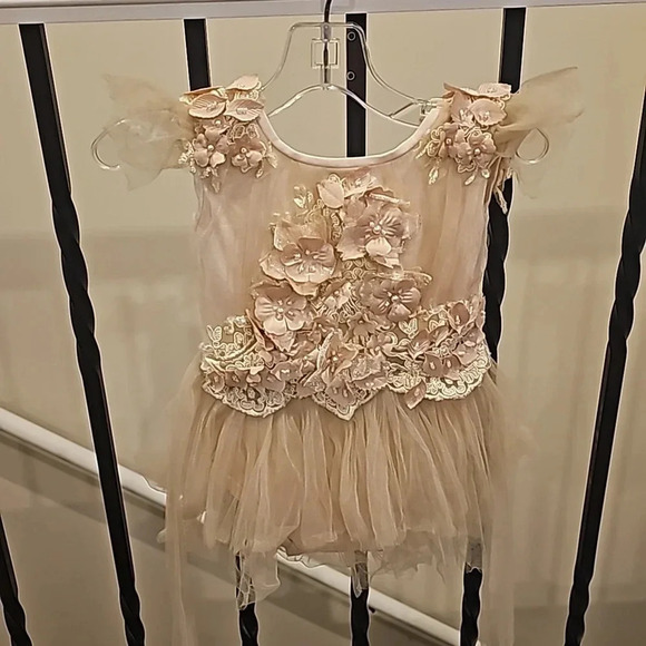 High-Low Tulle Dress with 3D Flower Lace Top - Picture 1 of 3